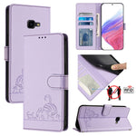 Custodia per telefono in pelle RFID con motivo gatto in rilievo con cordino, For Samsung Galaxy Note10, For Samsung Galaxy Note10+, For Samsung Galaxy Xcover 4/Xcover 4s, For Samsung Galaxy S10e