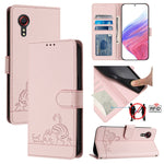 Custodia per telefono in pelle RFID con motivo gatto in rilievo con cordino, For Samsung Galaxy S22+ 5G, For Samsung Galaxy S22 5G, For Samsung Galaxy Xcover 5, For Samsung Galaxy S21 FE 5G