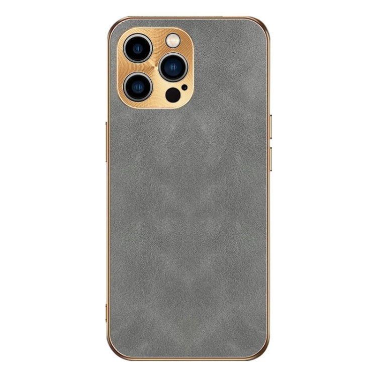 Custodia per telefono in pelle di agnello galvanica, For iPhone 16, For iPhone 15 Pro Max, For iPhone 15 Pro, For iPhone 15, For iPhone 14, For iPhone 14 Pro