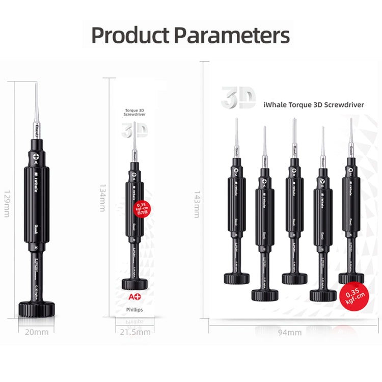 Cacciavite 3D a coppia magnetica in acciaio speciale QianLi iWhale S2, A Phillips 0.35, B Tri-point 0.35, C Pentalobe 0.35, D Pinhead Phillips 0.35, E T2 Torx 0.35