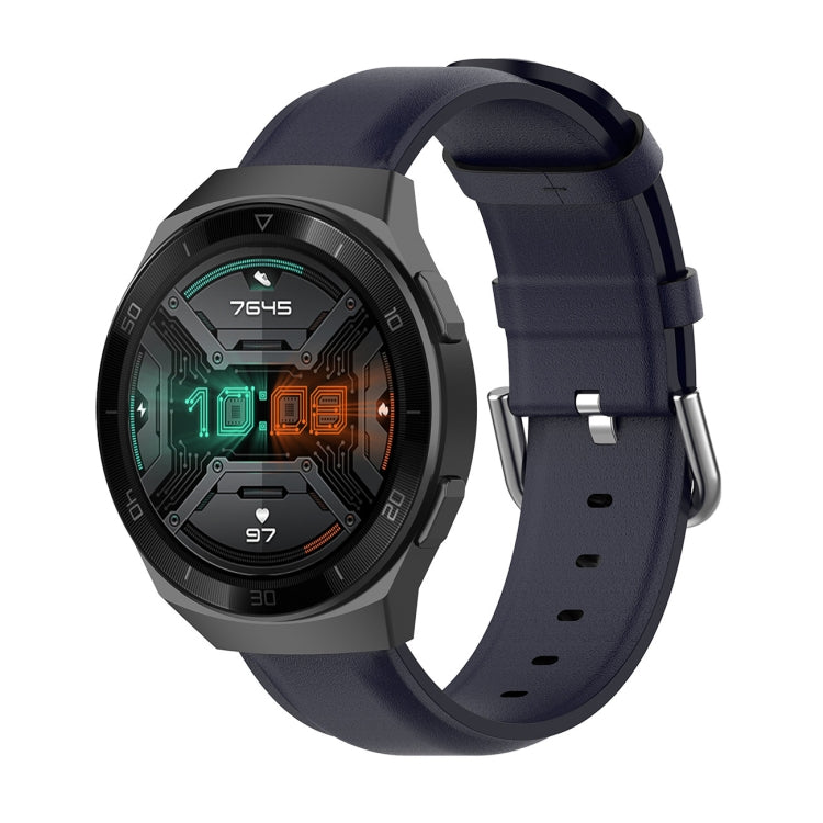 Cinturino in pelle da 22 mm con fibbia a coda tonda, For Ticwatch Pro 2020, For Huawei Watch GT2E, For Samsung Galaxy Watch 3 45mm