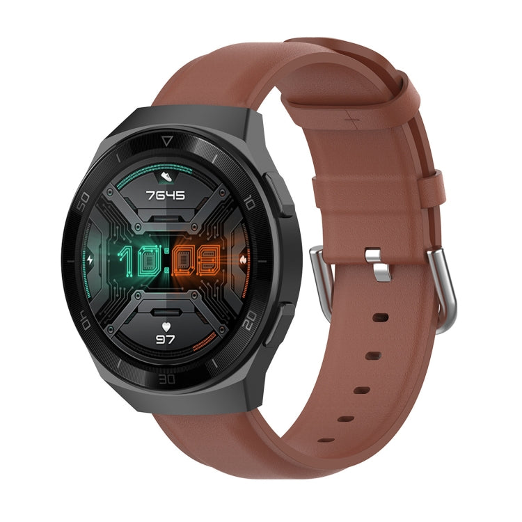 Cinturino in pelle da 22 mm con fibbia a coda tonda, For Ticwatch Pro 2020, For Huawei Watch GT2E, For Samsung Galaxy Watch 3 45mm