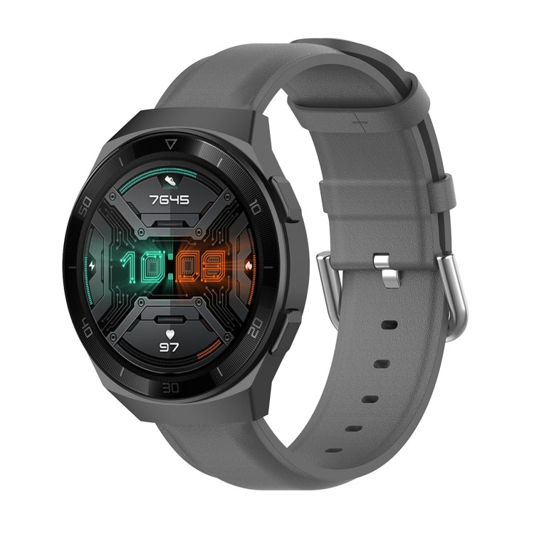 Cinturino in pelle da 22 mm con fibbia a coda tonda, For Ticwatch Pro 2020, For Huawei Watch GT2E, For Samsung Galaxy Watch 3 45mm