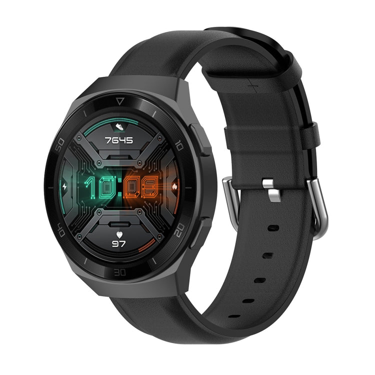 Cinturino in pelle da 22 mm con fibbia a coda tonda, For Ticwatch Pro 2020, For Huawei Watch GT2E, For Samsung Galaxy Watch 3 45mm