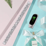 Cinturino da polso di ricambio in acciaio inossidabile tempestato di diamanti, For Xiaomi Mi Band 3 / 4, For Xiaomi Mi Band 5