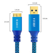 Cavo intrecciato USB 3.0 maschio a micro USB 3.0 maschio, 0.3m, 0.6m, 1m