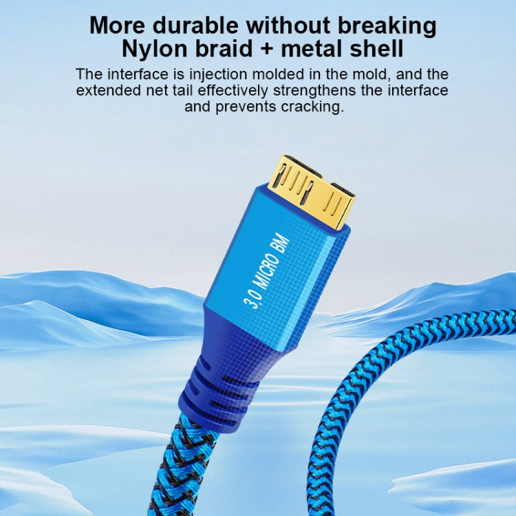 Cavo intrecciato USB 3.0 maschio a micro USB 3.0 maschio, 0.3m, 0.6m, 1m