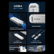 Custodia SSD portatile ORICO R40-2T 2TB 40Gbps ispirata alle auto da corsa, R40-2T