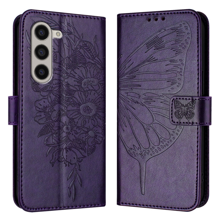 Custodia in pelle con farfalla goffrata per Samsung Galaxy Z Fold6