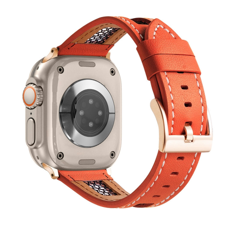 Cinturino per orologio in vera pelle di vitello a rete, For Apple Watch Series 9 45mm, For Apple Watch Series 9 41mm, For Apple Watch Ultra 49mm
