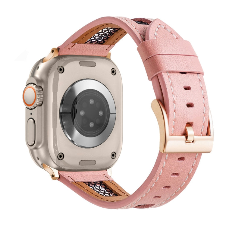 Cinturino per orologio in vera pelle di vitello a rete, For Apple Watch Series 9 45mm, For Apple Watch Series 9 41mm, For Apple Watch Ultra 49mm