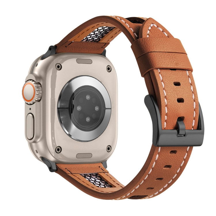 Cinturino per orologio in vera pelle di vitello a rete, For Apple Watch Series 9 45mm, For Apple Watch Series 9 41mm, For Apple Watch Ultra 49mm