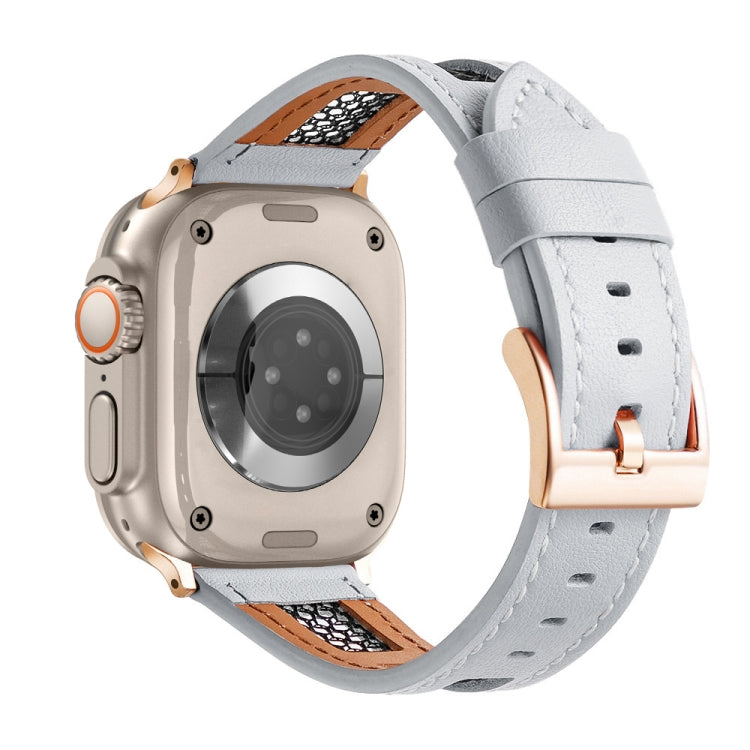 Cinturino per orologio in vera pelle di vitello a rete, For Apple Watch Series 9 45mm, For Apple Watch Series 9 41mm, For Apple Watch Ultra 49mm