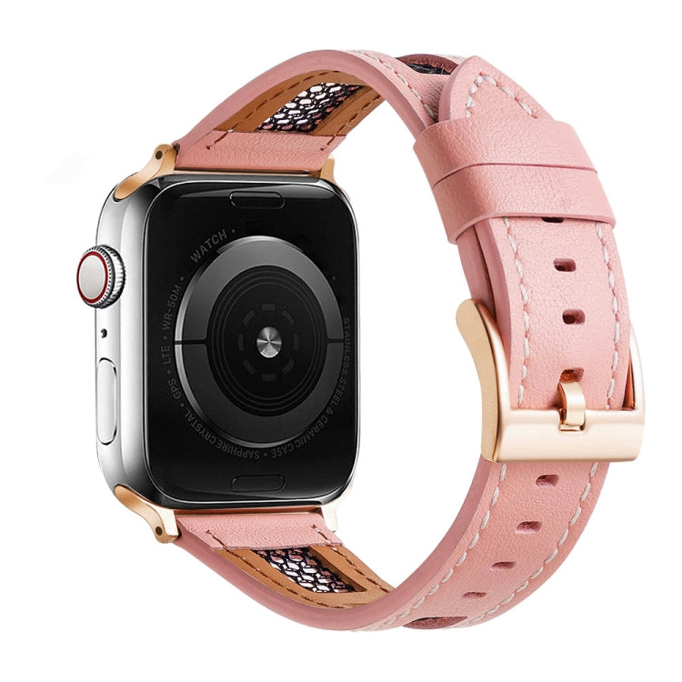 Cinturino per orologio in vera pelle di vitello a rete, For Apple Watch SE 40mm, For Apple Watch SE 44mm, For Apple Watch Series 6 40mm