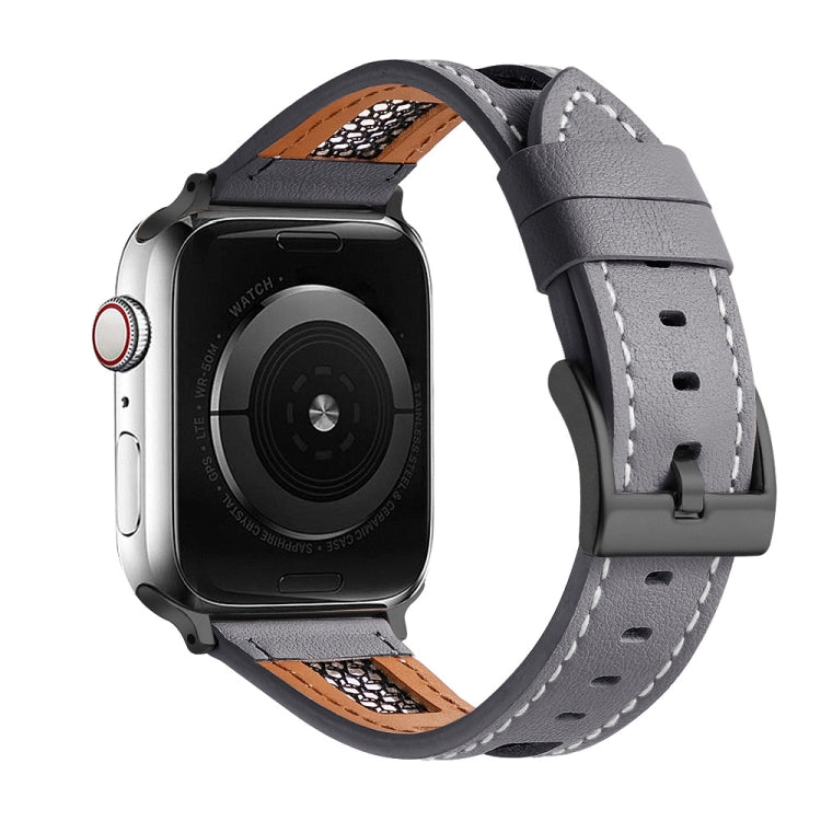 Cinturino per orologio in vera pelle di vitello a rete, For Apple Watch Series 4 44mm, For Apple Watch Series 4 40mm, For Apple Watch Series 3 38mm
