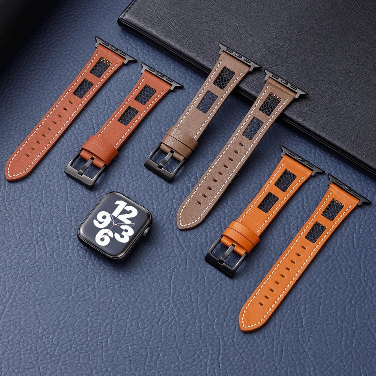Cinturino per orologio in vera pelle di vitello a rete, For Apple Watch SE 40mm, For Apple Watch SE 44mm, For Apple Watch Series 6 40mm