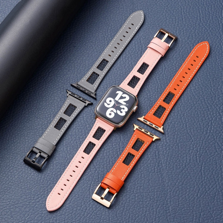 Cinturino per orologio in vera pelle di vitello a rete, For Apple Watch SE 40mm, For Apple Watch SE 44mm, For Apple Watch Series 6 40mm