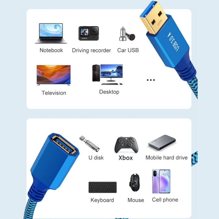 Cavo di prolunga USB 3.0 maschio-femmina per stampante/disco rigido, 0.3m, 0.6m, 1m, 2m, 3m
