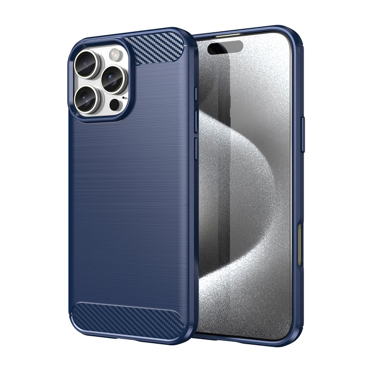 Custodia per telefono in TPU in fibra di carbonio con trama spazzolata, For iPhone 16 Pro Max, For iPhone 16 Pro, For iPhone 16 Plus, For iPhone 16