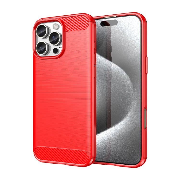 Custodia per telefono in TPU in fibra di carbonio con trama spazzolata, For iPhone 16 Pro Max, For iPhone 16 Pro, For iPhone 16 Plus, For iPhone 16