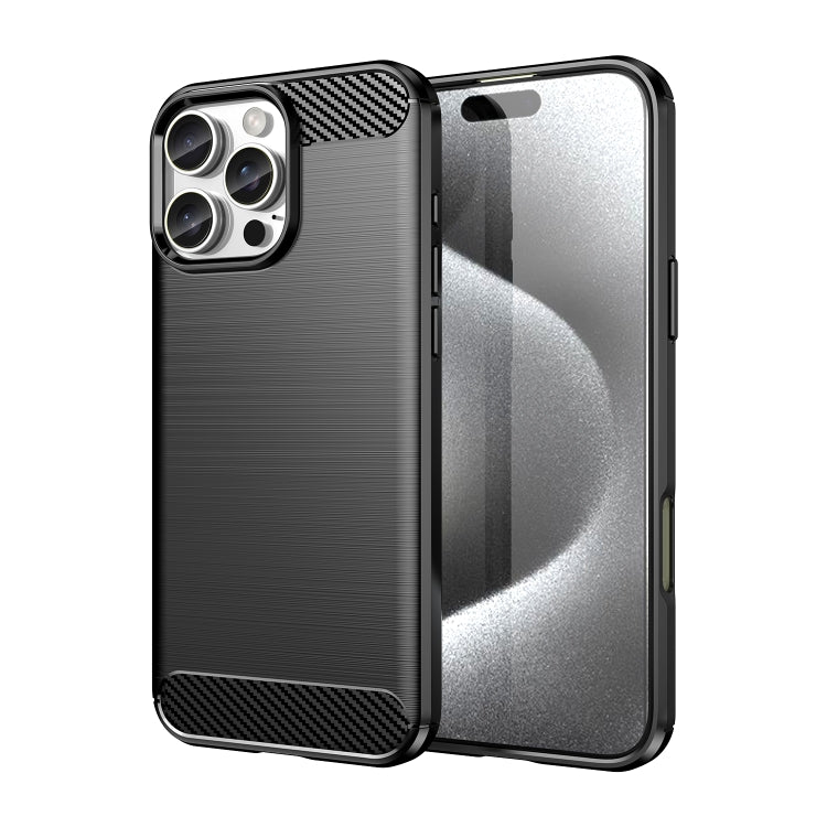 Custodia per telefono in TPU in fibra di carbonio con trama spazzolata, For iPhone 16 Pro Max, For iPhone 16 Pro, For iPhone 16 Plus, For iPhone 16