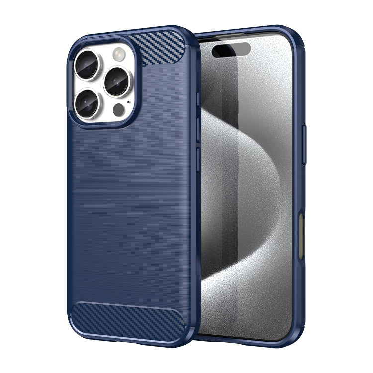 Custodia per telefono in TPU in fibra di carbonio con trama spazzolata, For iPhone 16 Pro Max, For iPhone 16 Pro, For iPhone 16 Plus, For iPhone 16
