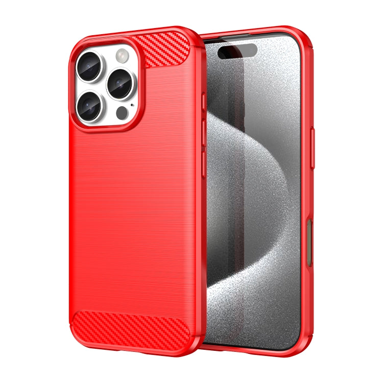Custodia per telefono in TPU in fibra di carbonio con trama spazzolata, For iPhone 16 Pro Max, For iPhone 16 Pro, For iPhone 16 Plus, For iPhone 16