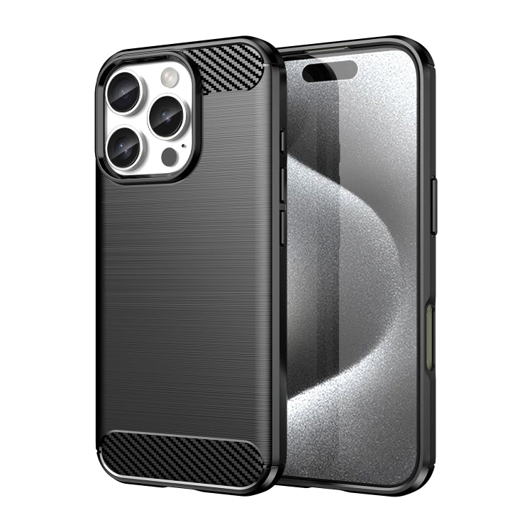 Custodia per telefono in TPU in fibra di carbonio con trama spazzolata, For iPhone 16 Pro Max, For iPhone 16 Pro, For iPhone 16 Plus, For iPhone 16
