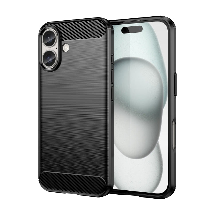 Custodia per telefono in TPU in fibra di carbonio con trama spazzolata, For iPhone 16 Pro Max, For iPhone 16 Pro, For iPhone 16 Plus, For iPhone 16