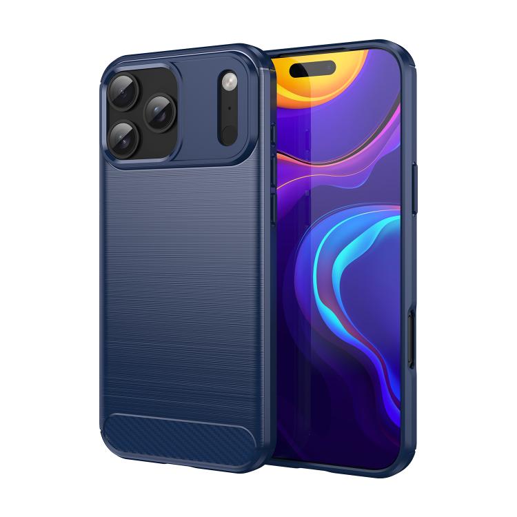 Custodia per telefono in TPU in fibra di carbonio con trama spazzolata, For iPhone 18, For iPhone 18 Pro, For iPhone 18 Pro Max, For iPhone 17e / 16e, For iPhone 17 Pro Max, For iPhone 17 Pro, For iPhone 17, For iPhone Air