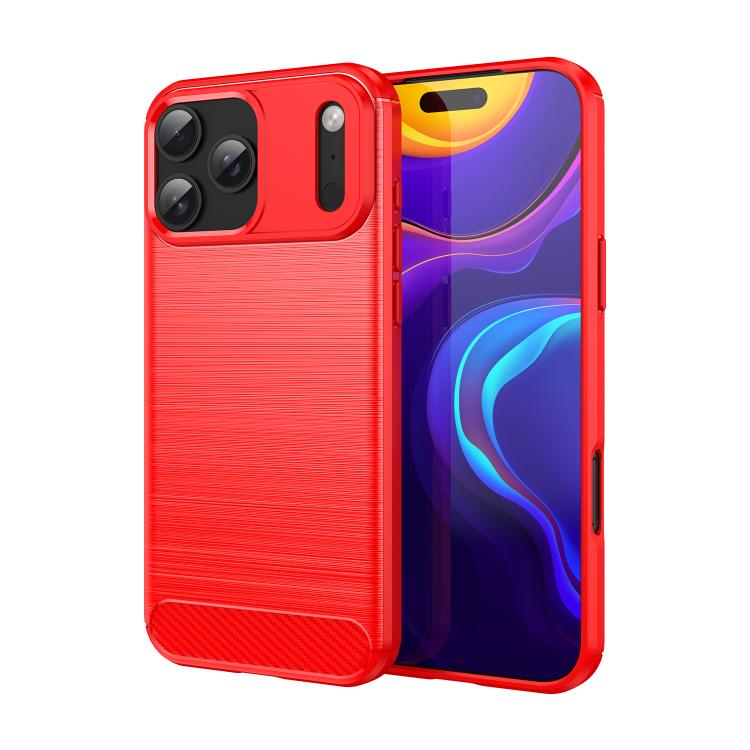 Custodia per telefono in TPU in fibra di carbonio con trama spazzolata, For iPhone 18, For iPhone 18 Pro, For iPhone 18 Pro Max, For iPhone 17e / 16e, For iPhone 17 Pro Max, For iPhone 17 Pro, For iPhone 17, For iPhone Air