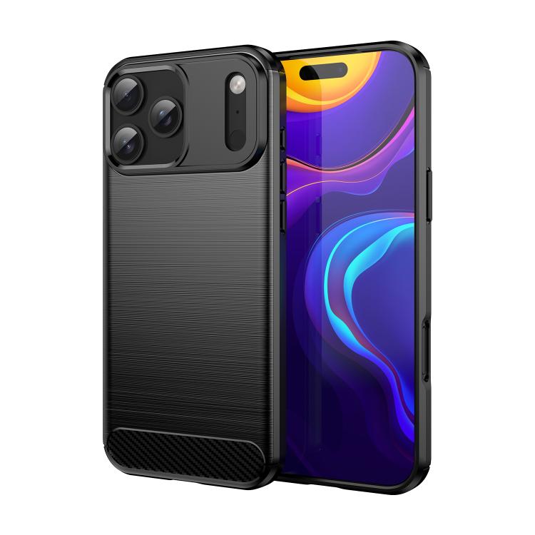 Custodia per telefono in TPU in fibra di carbonio con trama spazzolata, For iPhone 18, For iPhone 18 Pro, For iPhone 18 Pro Max, For iPhone 17e / 16e, For iPhone 17 Pro Max, For iPhone 17 Pro, For iPhone 17, For iPhone Air