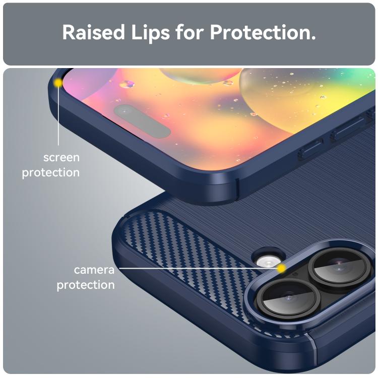 Custodia per telefono in TPU in fibra di carbonio con trama spazzolata, For iPhone 18, For iPhone 18 Pro, For iPhone 18 Pro Max, For iPhone 17e / 16e, For iPhone 17 Pro Max, For iPhone 17 Pro, For iPhone 17, For iPhone Air