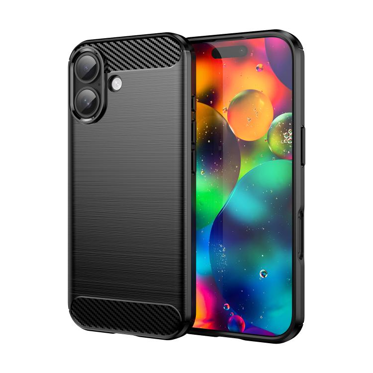 Custodia per telefono in TPU in fibra di carbonio con trama spazzolata, For iPhone 18, For iPhone 18 Pro, For iPhone 18 Pro Max, For iPhone 17e / 16e, For iPhone 17 Pro Max, For iPhone 17 Pro, For iPhone 17, For iPhone Air