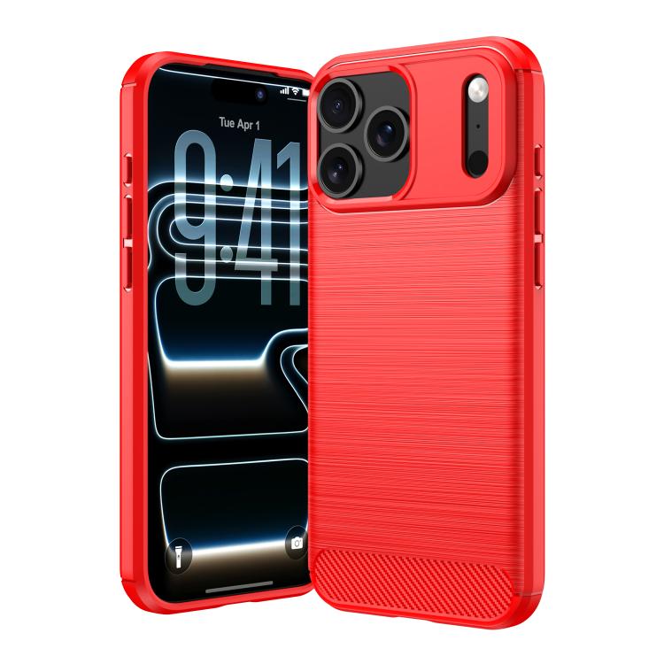 Custodia per telefono in TPU in fibra di carbonio con trama spazzolata, For iPhone 18, For iPhone 18 Pro, For iPhone 18 Pro Max, For iPhone 17e / 16e, For iPhone 17 Pro Max, For iPhone 17 Pro, For iPhone 17, For iPhone Air