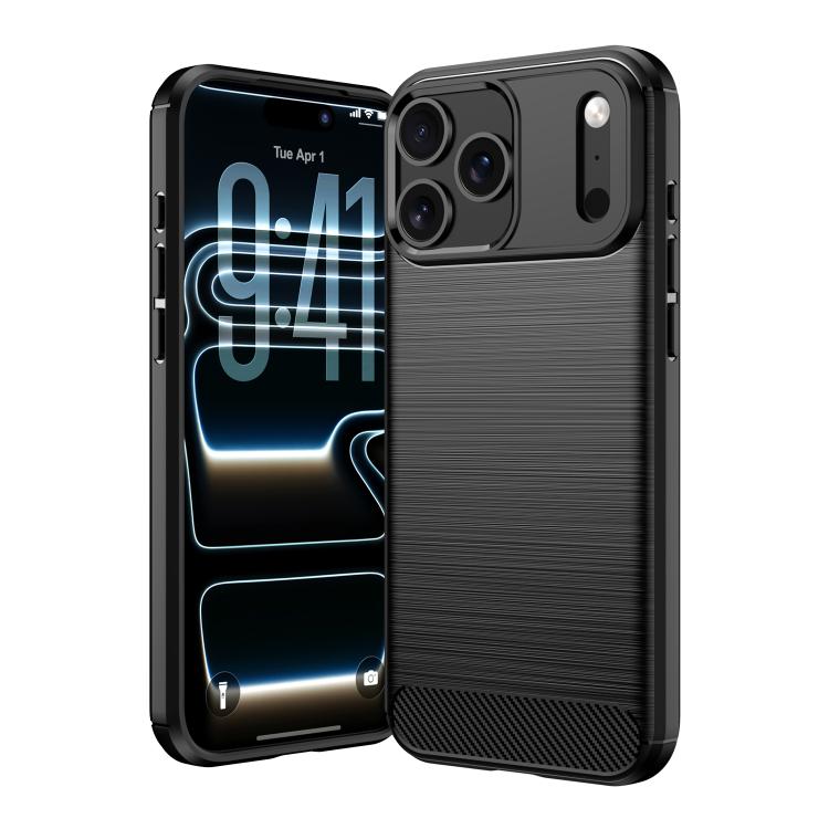 Custodia per telefono in TPU in fibra di carbonio con trama spazzolata, For iPhone 18, For iPhone 18 Pro, For iPhone 18 Pro Max, For iPhone 17e / 16e, For iPhone 17 Pro Max, For iPhone 17 Pro, For iPhone 17, For iPhone Air