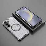 Custodia per telefono antiurto con anello magnetico a nido d'ape, For Samsung Galaxy S24+ 5G, For Samsung Galaxy S24 5G, For Samsung Galaxy S23 FE 5G, For Samsung Galaxy S23 Ultra 5G