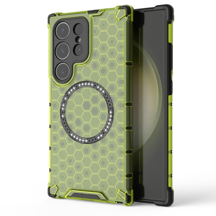 Custodia per telefono antiurto con anello magnetico a nido d'ape, For Samsung Galaxy S25 5G, For Samsung Galaxy S25+ 5G, For Samsung Galaxy S25 Ultra 5G, For Samsung Galaxy S24 Ultra 5G