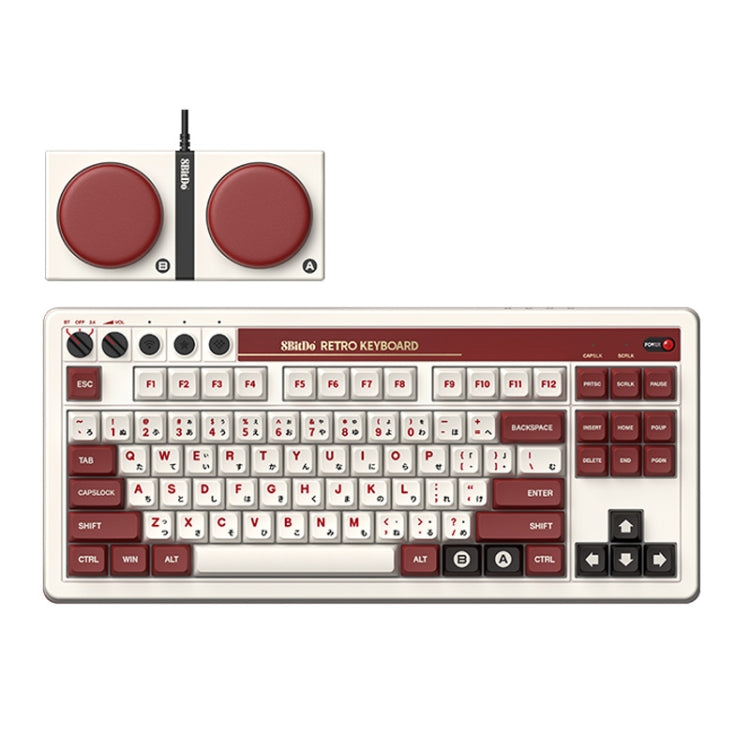 Tastiera meccanica tri-mode Bluetooth wireless retrò 8Bitdo, Red Keyboard, Grey Keyboard