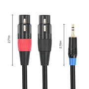 Cavo audio 3,5 mm maschio a doppio XLR 3 pin femmina 1-3 m