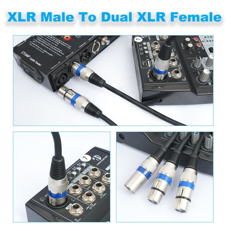 Cavo audio XLR 3 pin maschio a doppia femmina 50 cm
