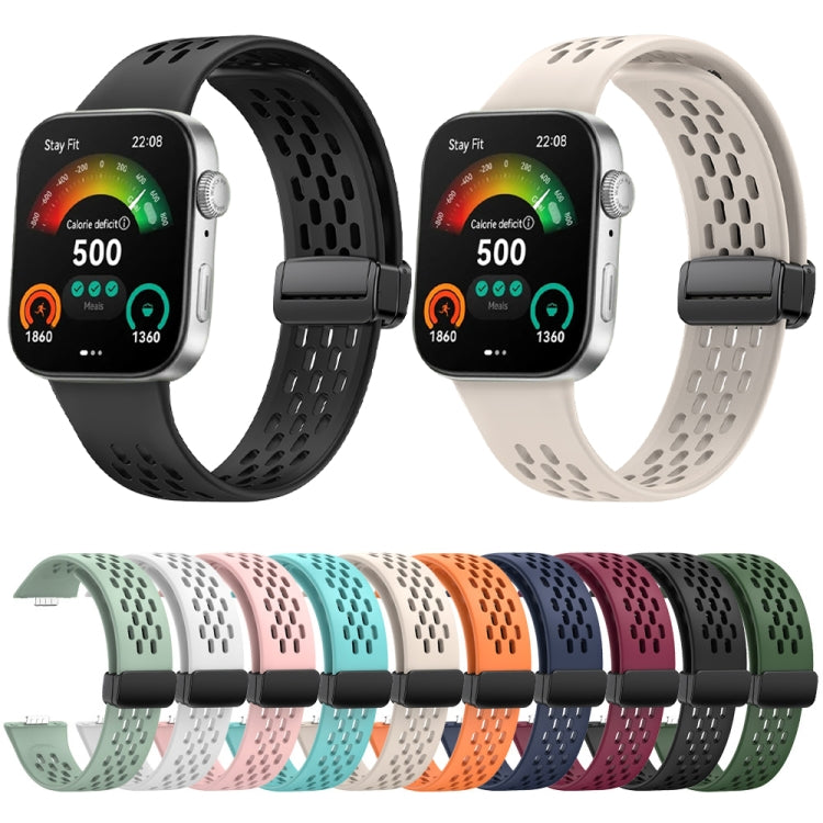 Cinturino per orologio in silicone con fibbia nera pieghevole magnetica stile foro, For Huawei Watch Fit 5 / Fit 5 Pro / Fit 4