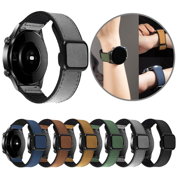 Cinturino per orologio in silicone in pelle con fibbia magnetica con texture Crazy Horse, 20mm, 22mm