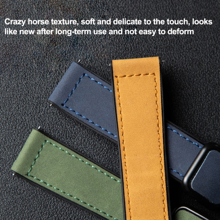 Cinturino per orologio in silicone in pelle con fibbia magnetica con texture Crazy Horse, 20mm, 22mm