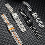 Cinturino per orologio in acciaio inossidabile con doppia fibbia di sicurezza, 22mm