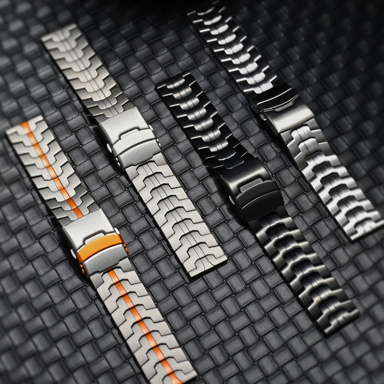 Cinturino per orologio in acciaio inossidabile con doppia fibbia di sicurezza, 22mm
