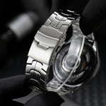 Cinturino per orologio in acciaio inossidabile con doppia fibbia di sicurezza, 22mm