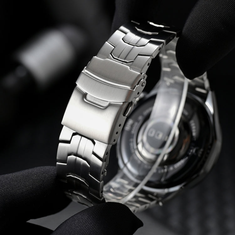 Cinturino per orologio in acciaio inossidabile con doppia fibbia di sicurezza, 22mm