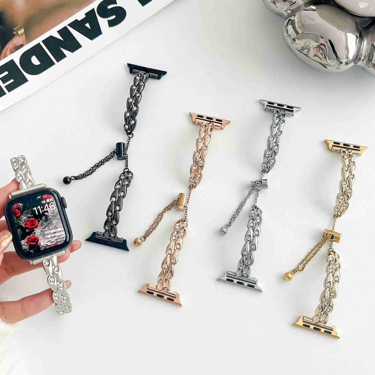 Cinturino per orologio con cinturino in metallo con strass pavone, For Apple Watch SE 40mm, For Apple Watch SE 44mm, For Apple Watch Series 6 40mm, For Apple Watch Series 6 44mm, For Apple Watch Series 5 44mm, For Apple Watch Series 5 40mm