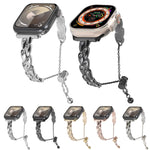 Cinturino per orologio con cinturino in metallo con strass pavone, For Apple Watch SE 2023 44mm, For Apple Watch SE 2023 40mm, For Apple Watch Ultra 2 49mm, For Apple Watch Series 9 45mm, For Apple Watch Series 9 41mm, For Apple Watch Ultra 49mm